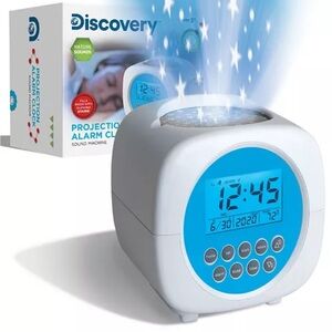 Discovery Blue and White Projection Alarm Clock